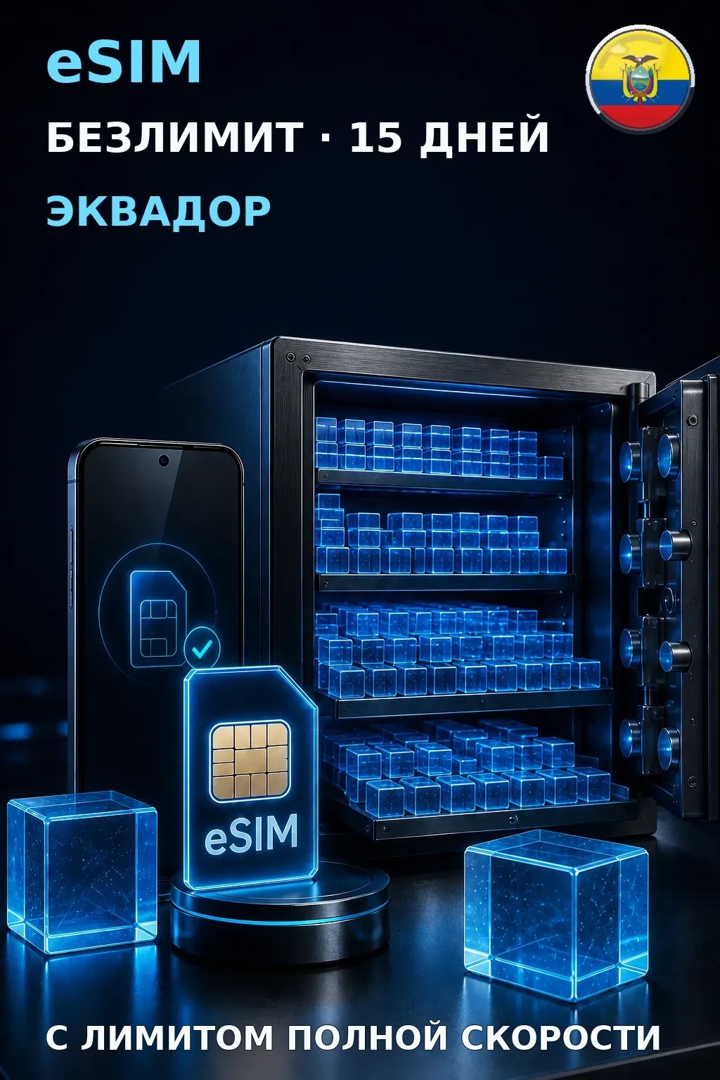 eSIM Эквадор — БЕЗЛИМИТ, 15 дней — интернет
