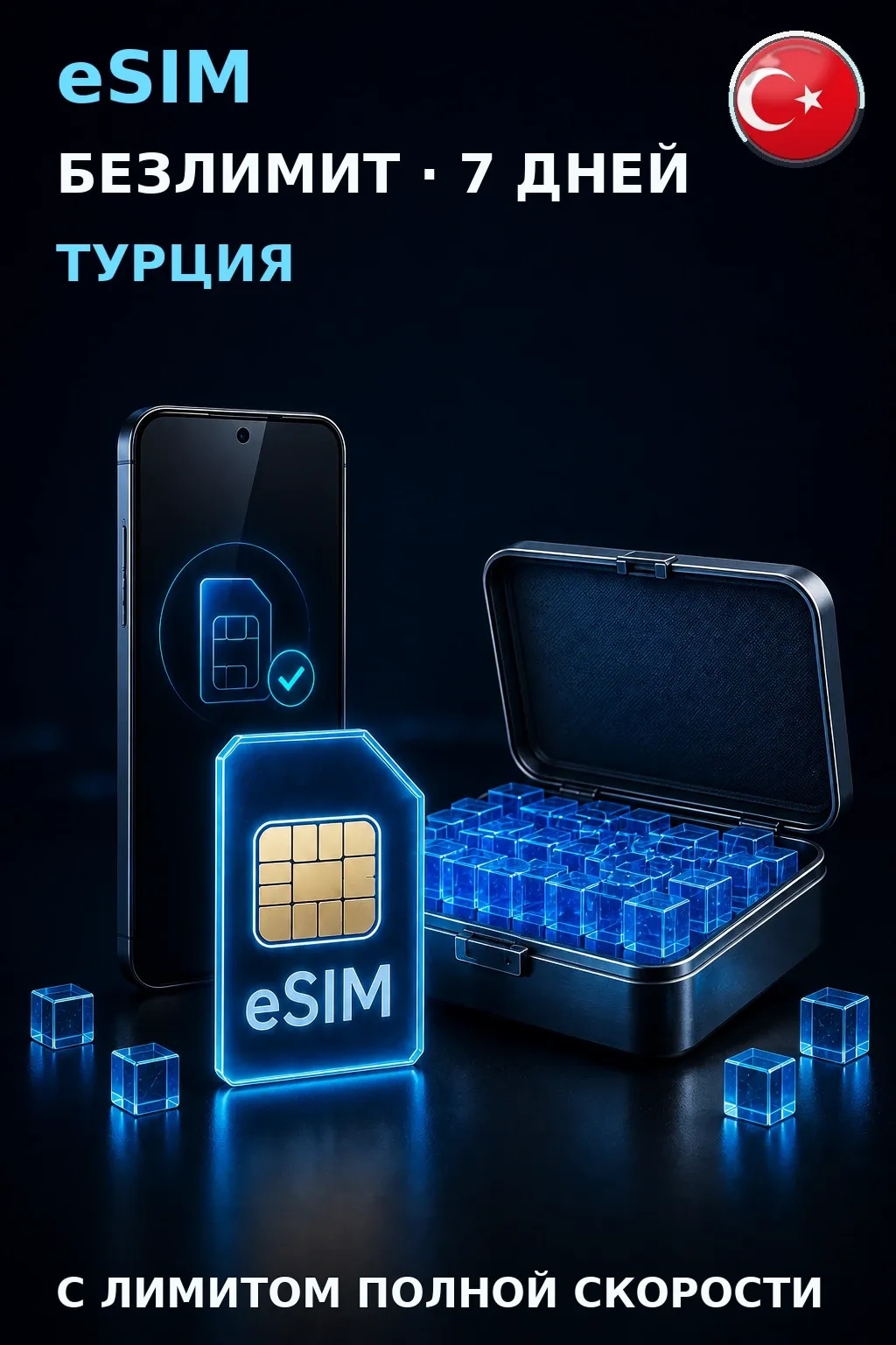 eSIM Турция — БЕЗЛИМИТ, 7 дней — интернет