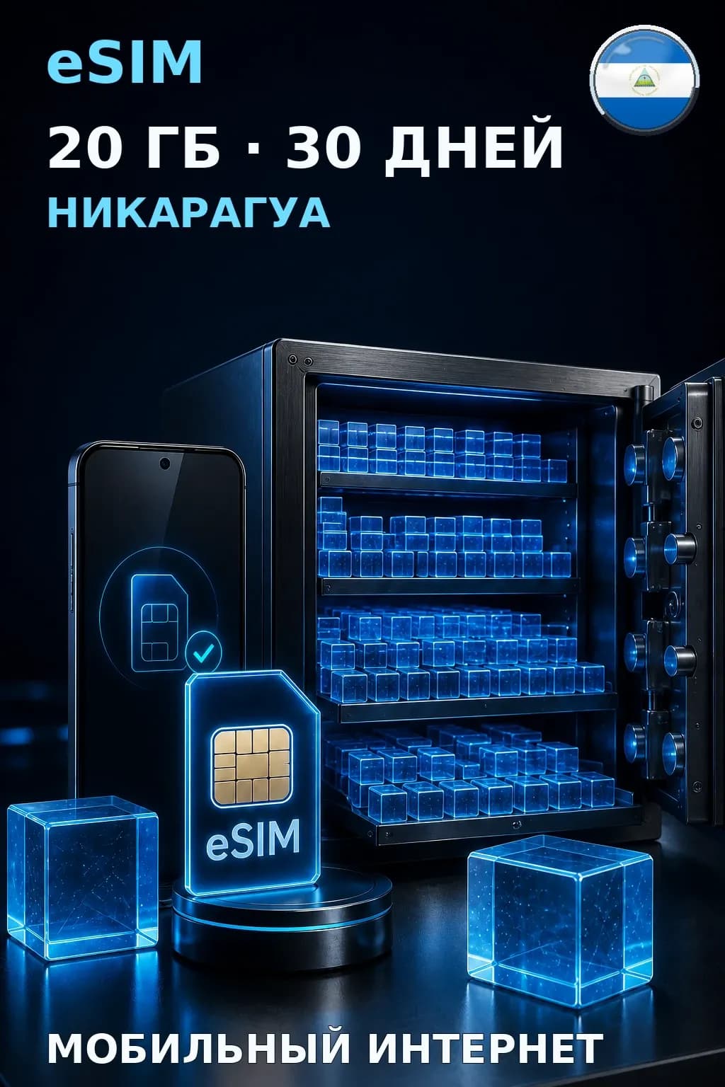 eSIM Никарагуа — 20 ГБ, 30 дней — интернет