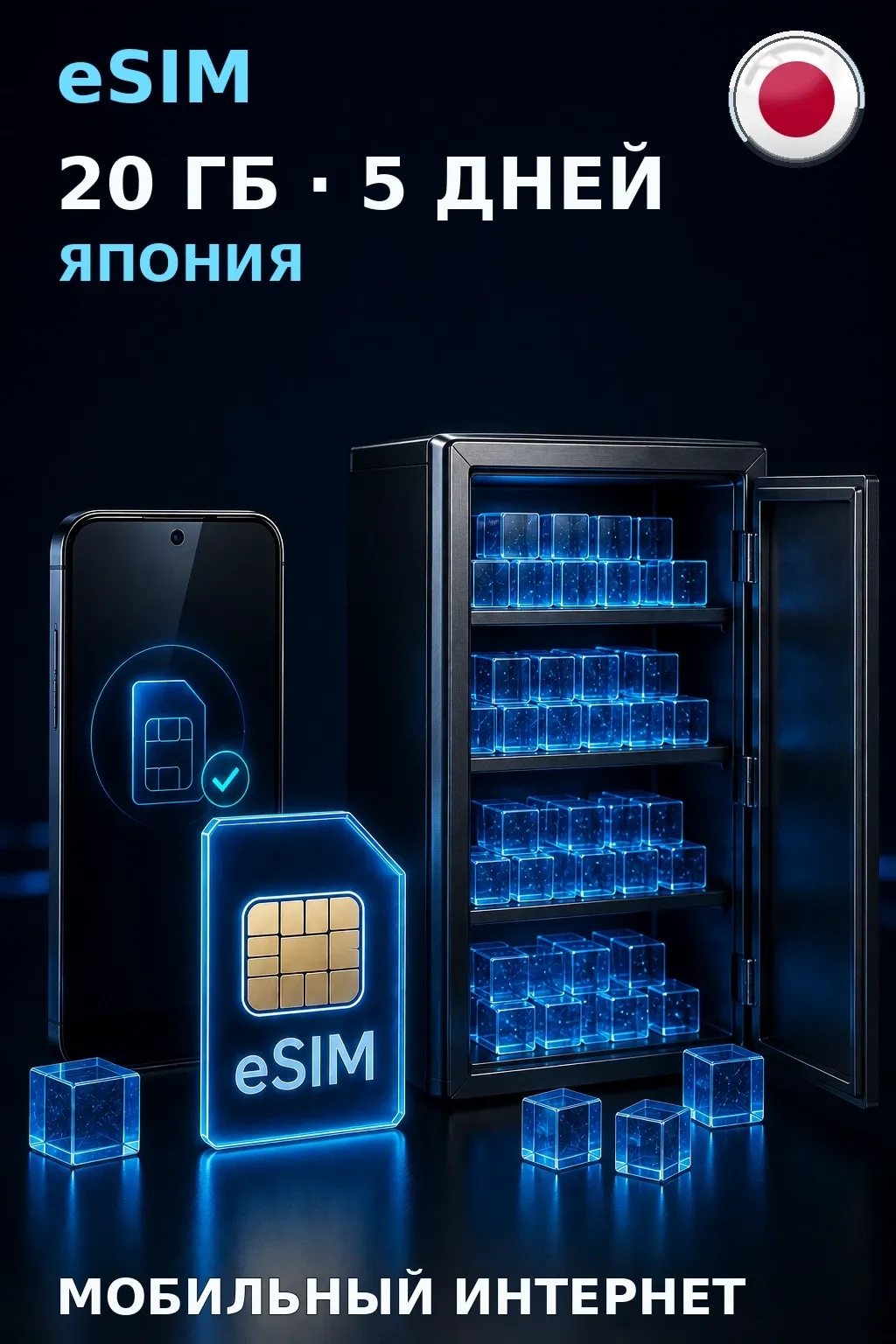 eSIM Япония — 20 ГБ, 5 дней — интернет