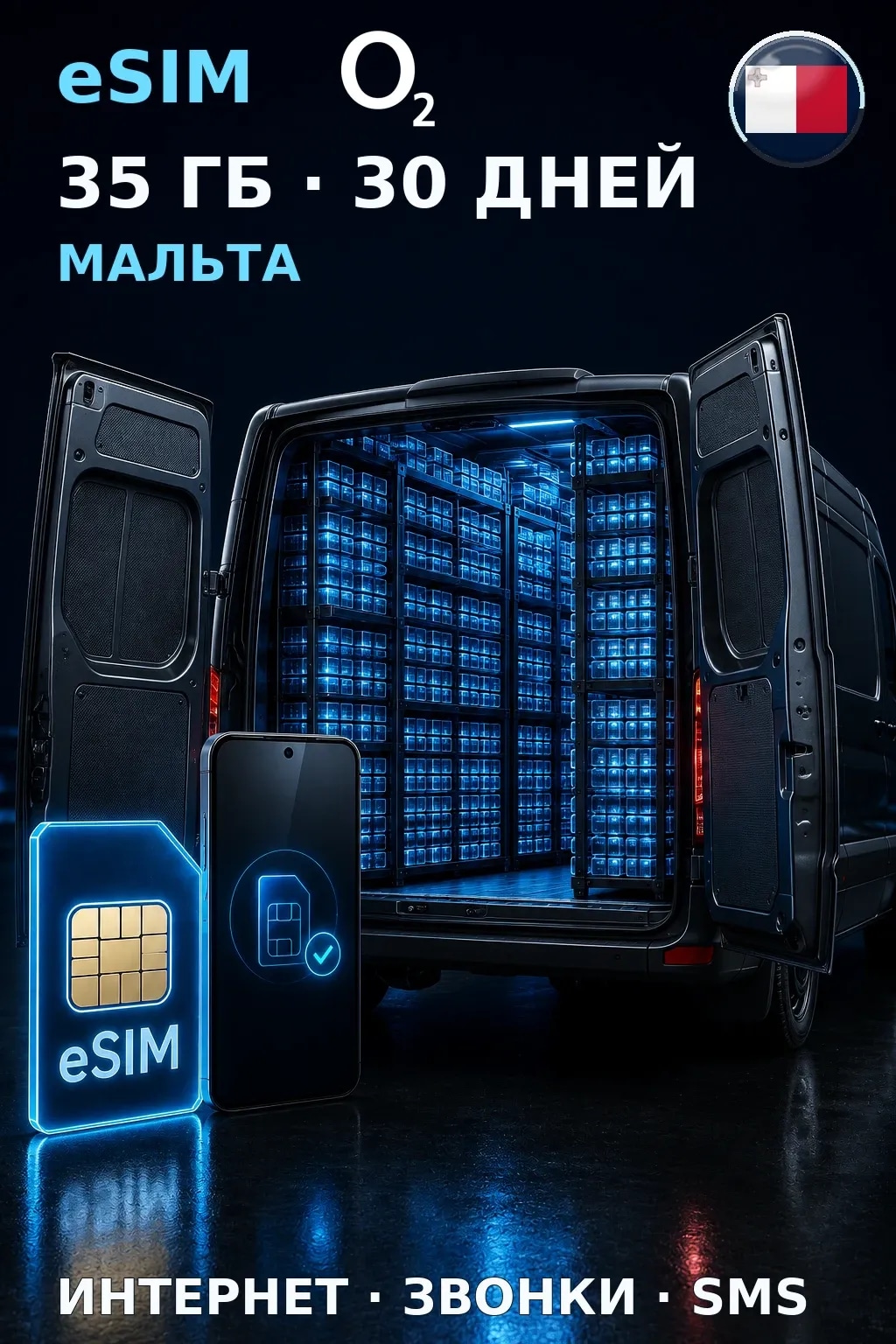 eSIM Мальта — 35 ГБ, 30 дней — интернет, звонки и SMS