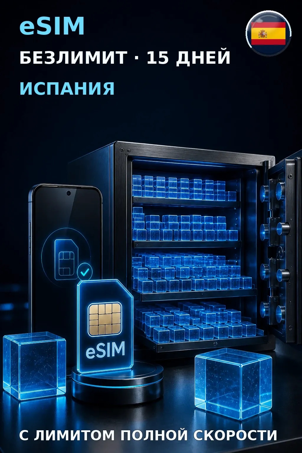 eSIM Испания — БЕЗЛИМИТ, 15 дней — интернет