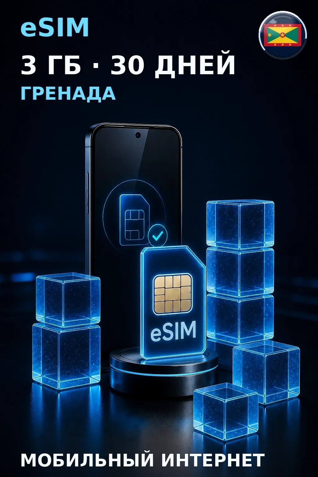 eSIM Гренада — 3 ГБ, 30 дней — интернет