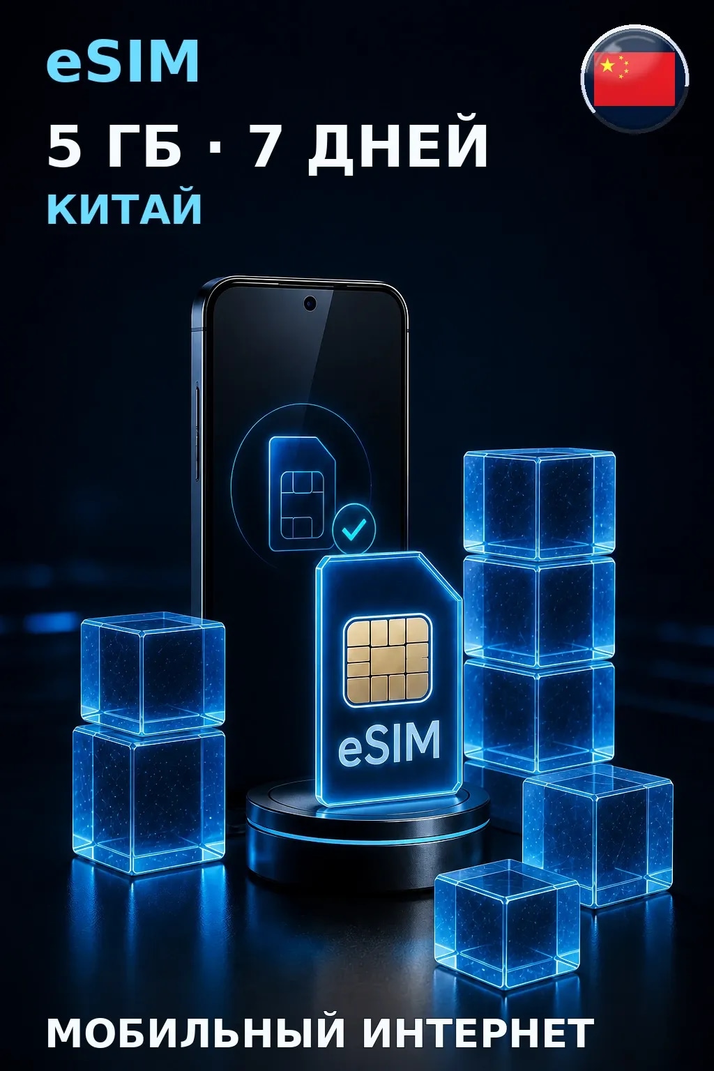eSIM Китай — 5 ГБ, 7 дней — интернет