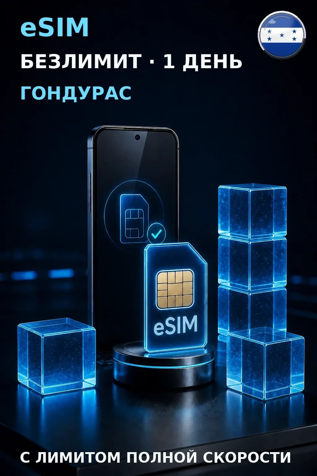 eSIM Гондурас — БЕЗЛИМИТ, 1 день — интернет