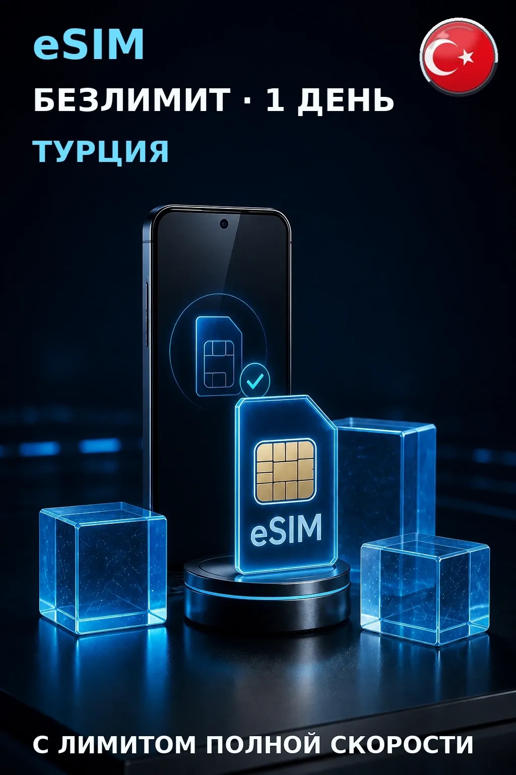 eSIM Турция — БЕЗЛИМИТ, 1 день — интернет