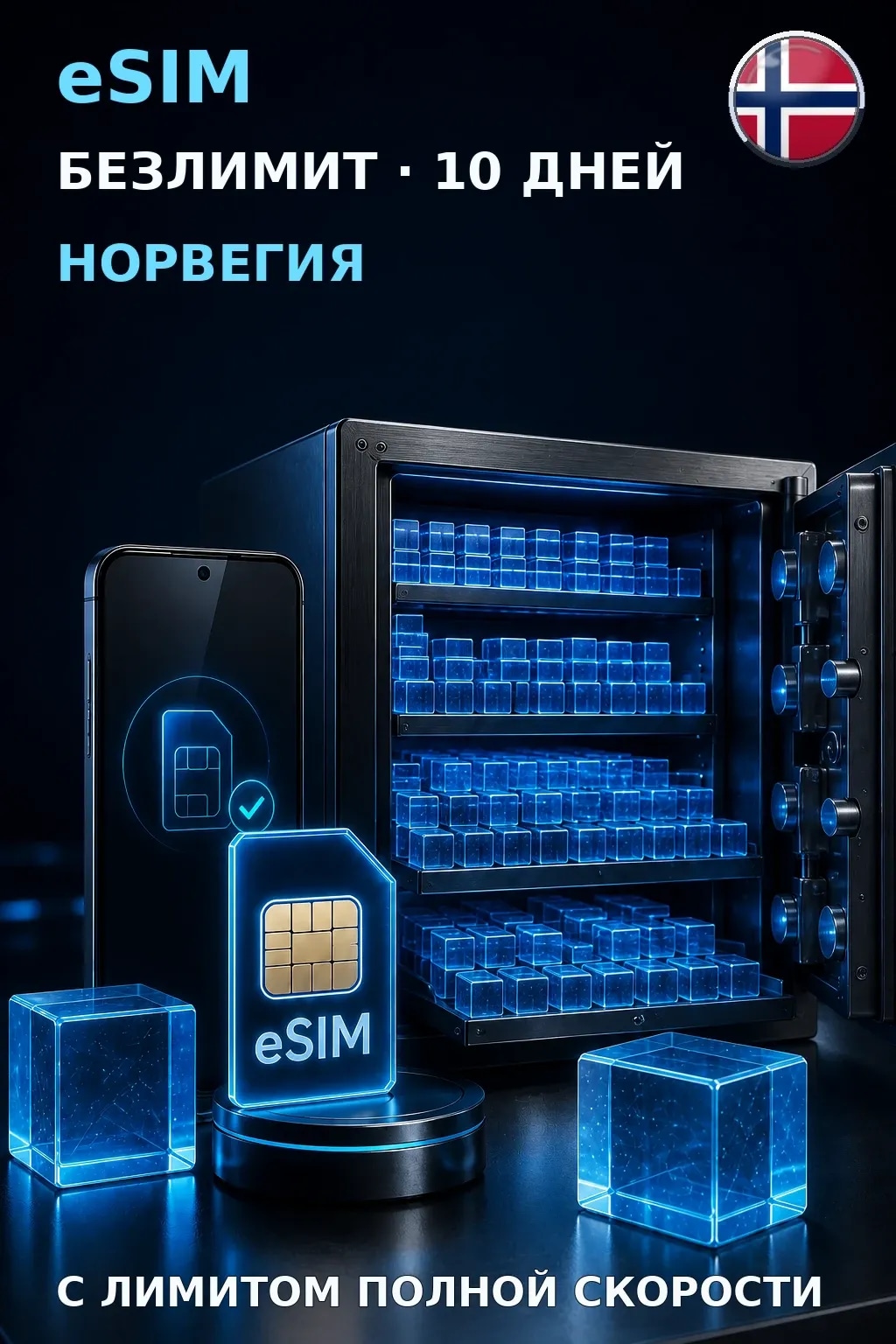 eSIM Норвегия — БЕЗЛИМИТ, 10 дней — интернет